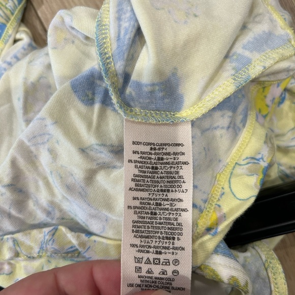 Free People Baja Babe Printed Tie-Back Top Lemon Gelato Yellow Blue - Picture 6 of 6